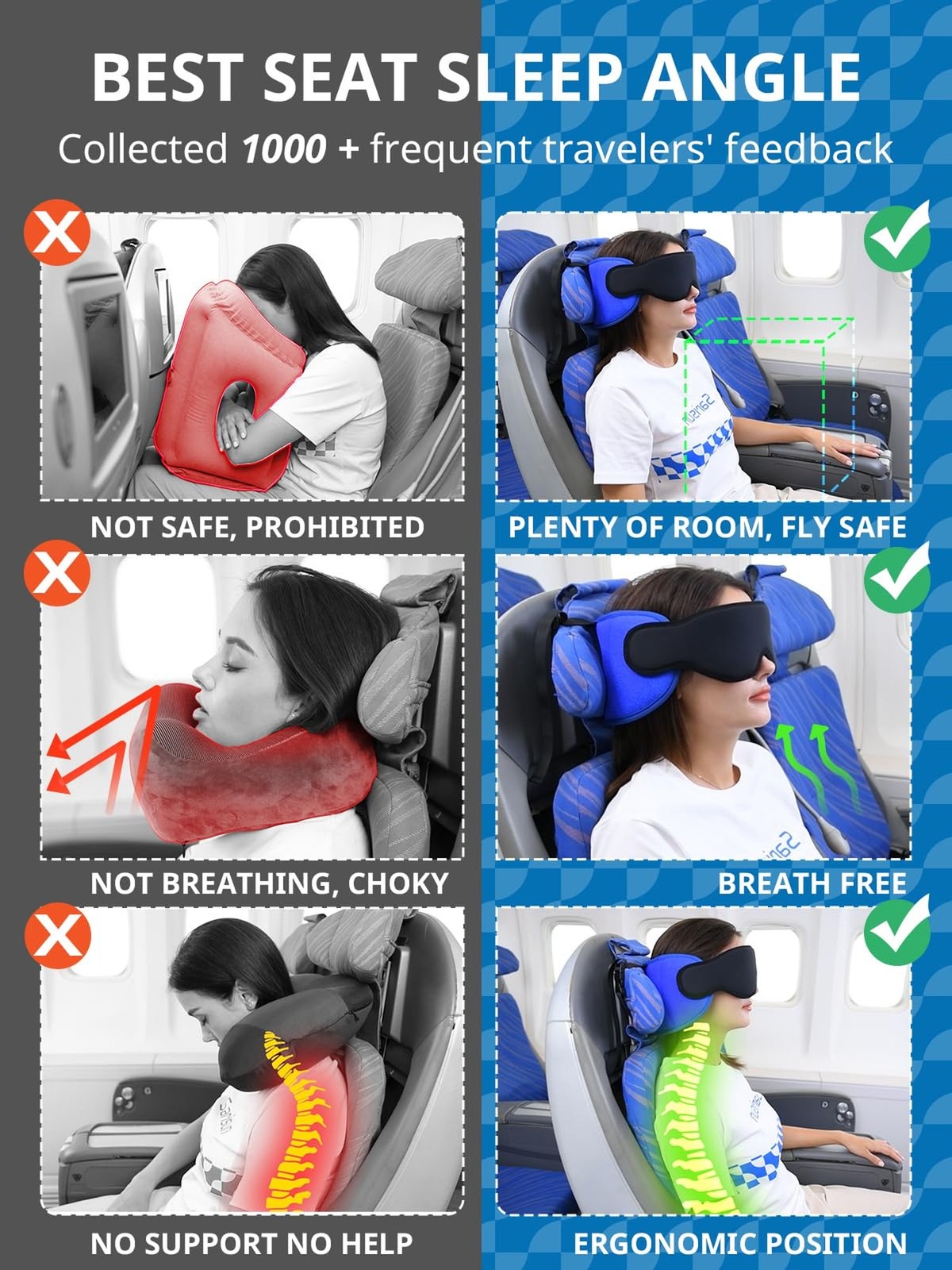 Travel Pillows for Airplanes, Airplane Pillow for Long Flight, Airp… Fast Ship