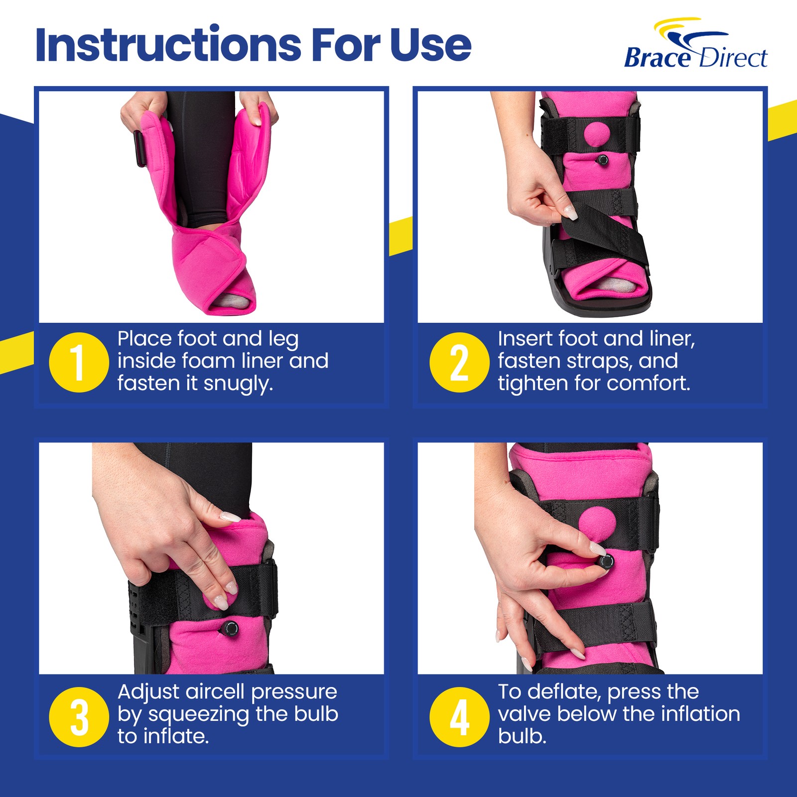 Womens Short Air Walker Boot in Pink – CAM Boot for Ankle and Foot Injuries