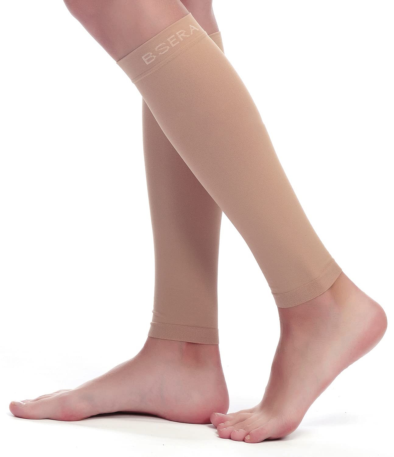 BSERA Calf Compression Sleeve Women, 2 Pairs 20-30mmHg Footless Compression S…