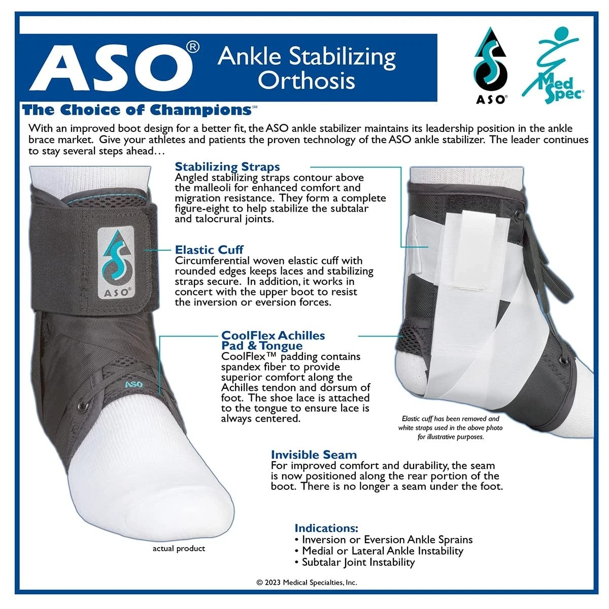 ASO Ankle Brace Stabilizer – Secure Lace-Up White X-Large MODEL 264006