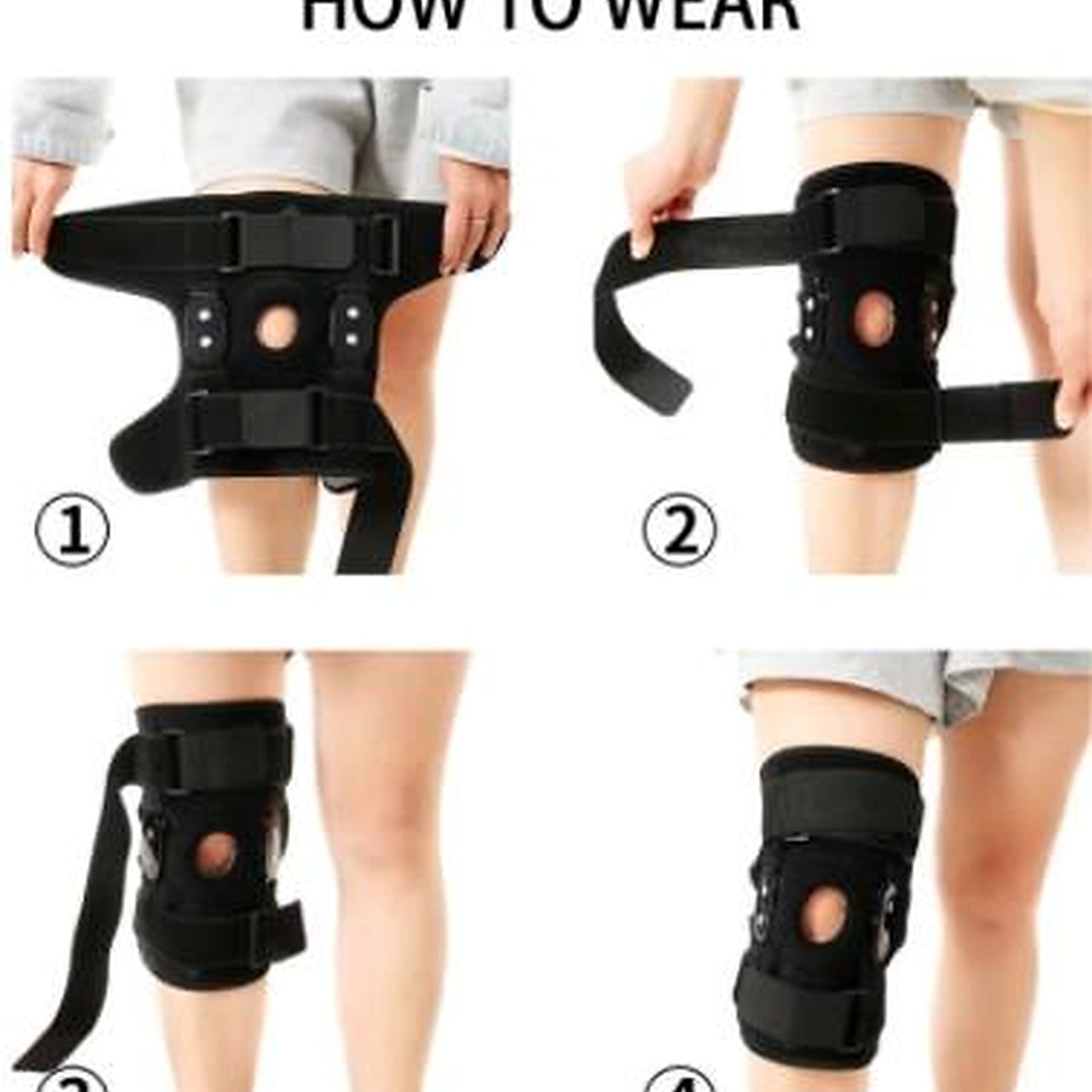 Adjustable Open Patella Hinged Knee Brace Compression Support Pain Relief Wraps