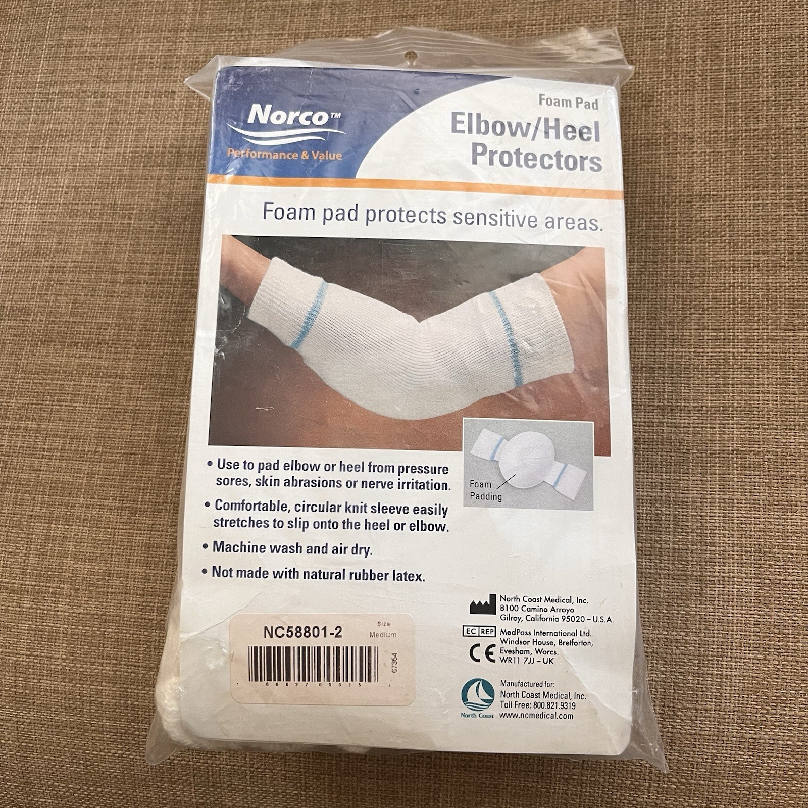 Norco Heel/Elbow Protectors Size MED Cubital Tunnel Ulnar Nerve Elbow Pain NOS