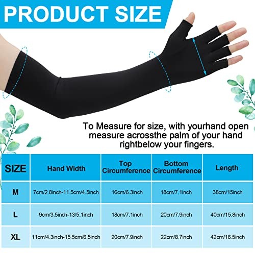 2 Pairs Copper Long Gloves Carpal Tunnel Gloves Open Medium Basic Style