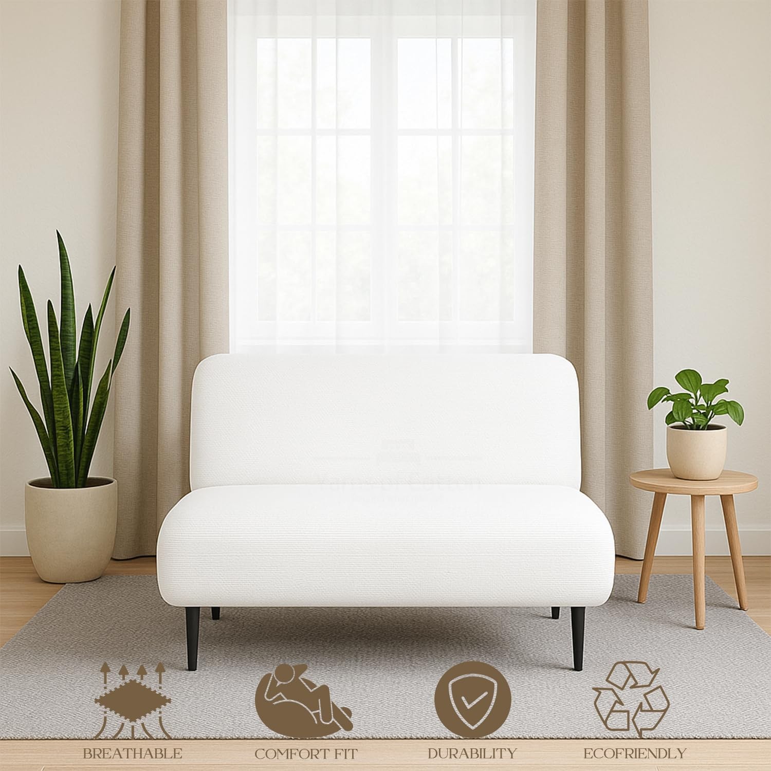 Queen Size Armless Futon Covers – 100% Egyptian Cotton Queen, 01 – White