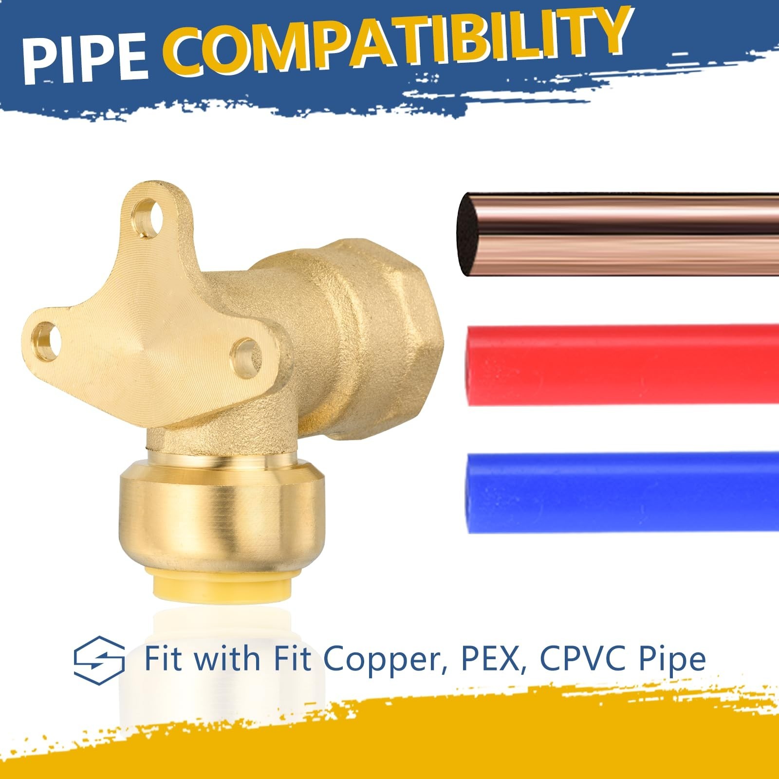 1/2″ Push-Fit Drop Ear Elbow, Female NPT Connector, Disconnect Clip, 10-Pack