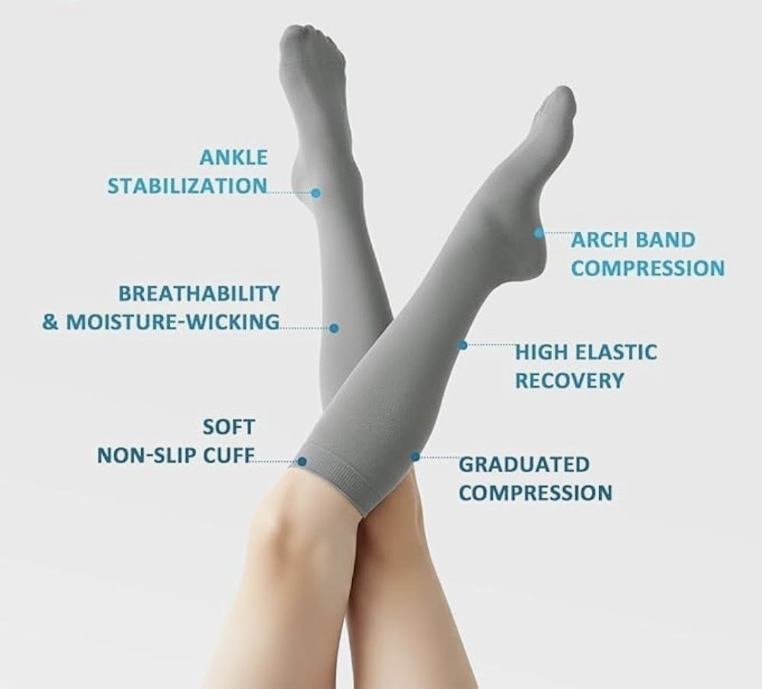2 Pairs Compression Socks Unisex Knee High 20-30 mmHg Graduated Small/Medium