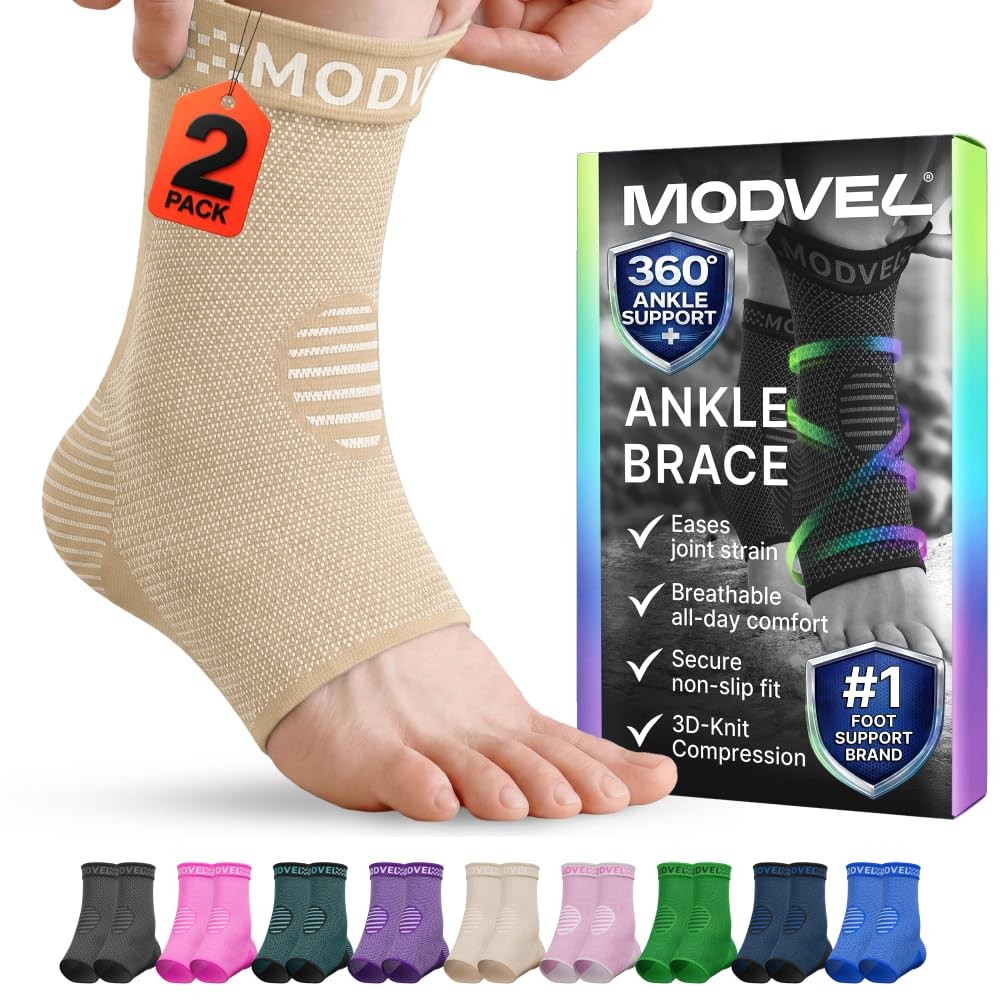 Modvel Foot & Ankle Brace Socks for Sprained X-Large, A Skin / Nude