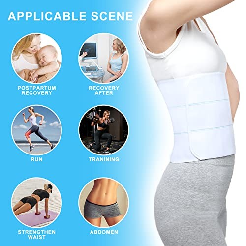 Abdominal Binder Post Surgery for Men and Women, 30″-45″ (M) White – 3 Panel