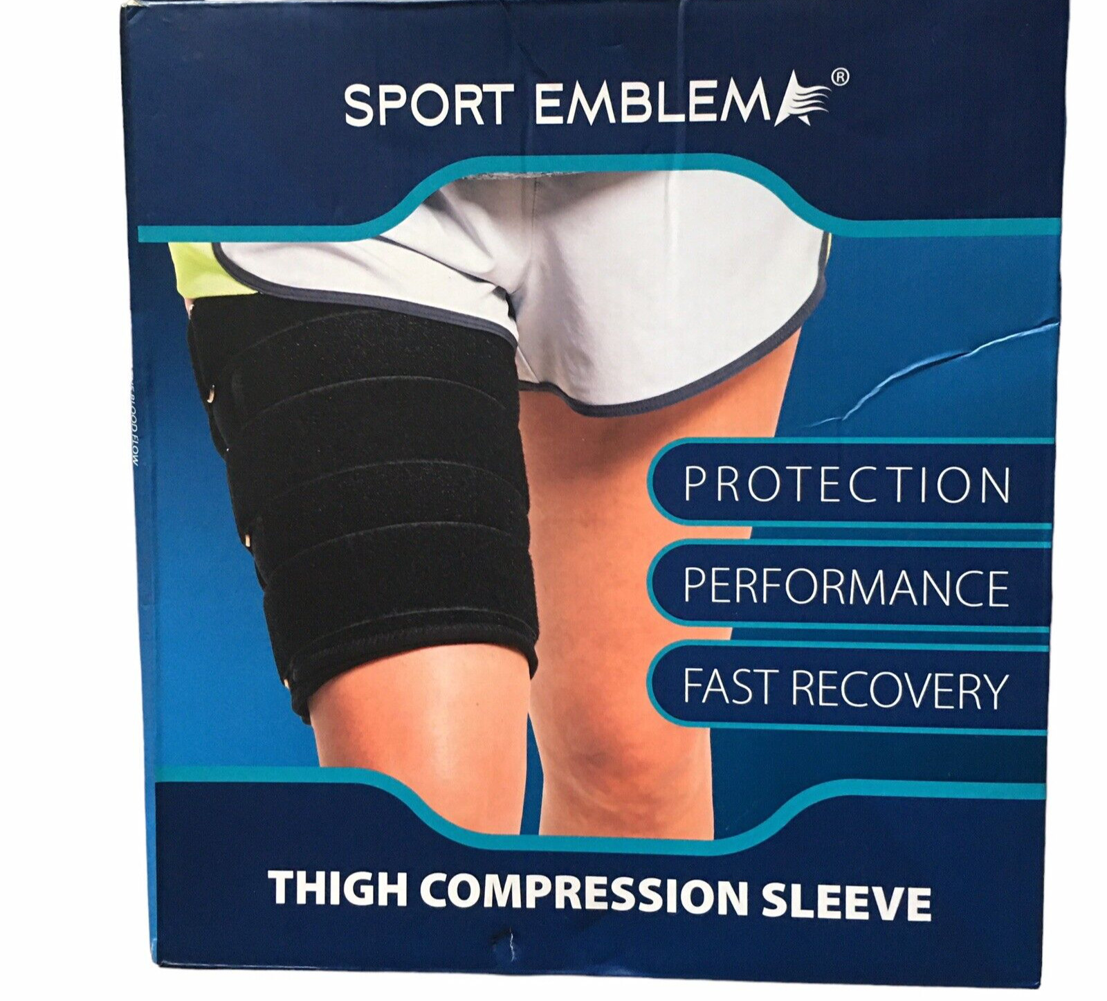 Sport Emblem New Thigh Cmpression Sleeve Black Size S-L Muscle Recovery