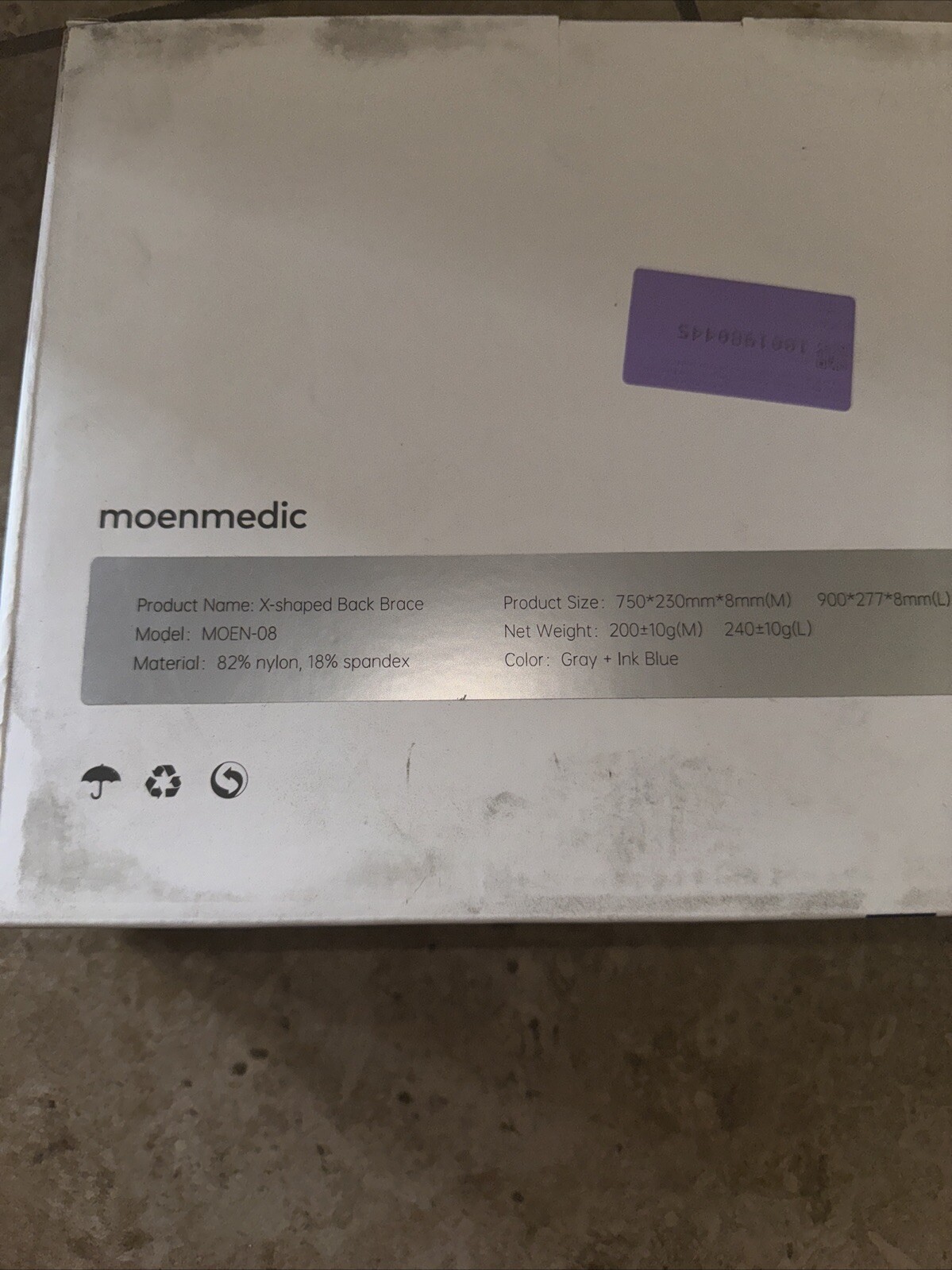 Moenmedic X-shaped Back Brace Lower Back Pain Relief Gray and Ink Blue Medium
