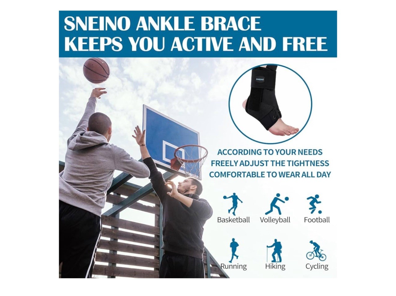 SNEINO Lace up Ankle Brace for Women & Men – Ankle Support Brace for Sprained…
