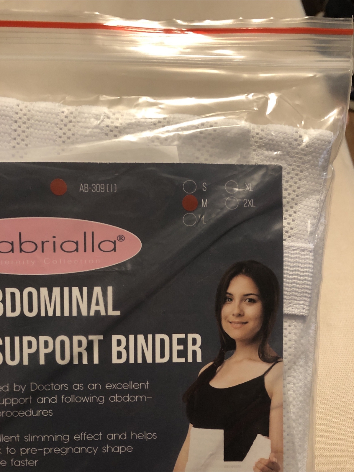 Gabriella Abdominal Back Support Binder AB 309 9” Wide Breathable Elastics Med