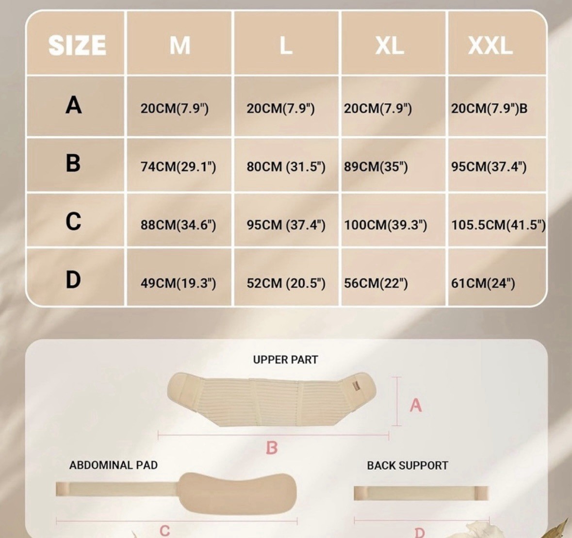 Accubio Beige Maternity Support Belt with adjustable straps, Size M