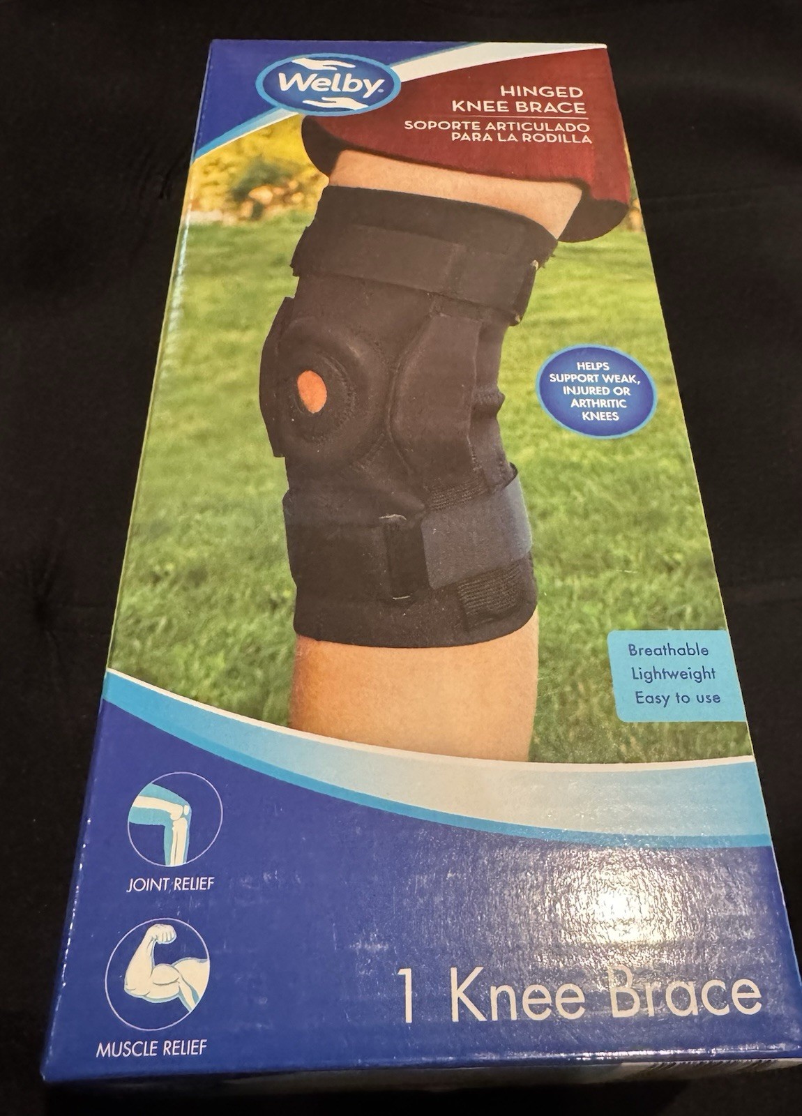 NIB Knee Brace Welby Hinged One Size Fits Most Breathable Lightweight Support