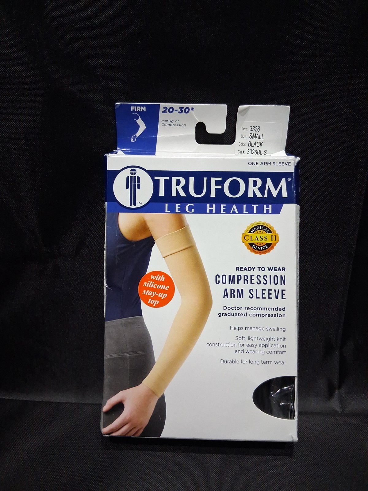 Truform Lymphedema Compression Arm Sleeve, 20-30 mmHg Post Mastectomy (Black, S)