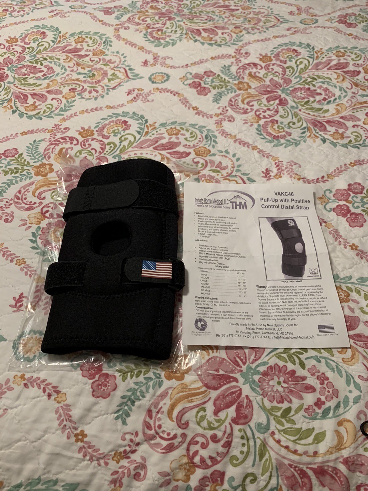❤️New Front Line Koolflex VAKC46 Knee Support Medium pull-up black ACL