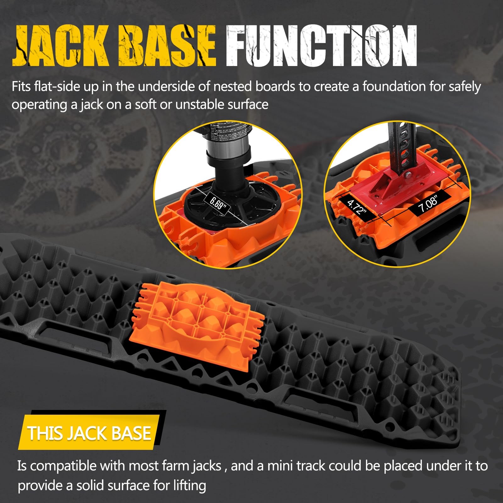 BUNKER INDUST Off-Road Traction Boards with Jack Lift Base,2 Pcs Multifunctio…