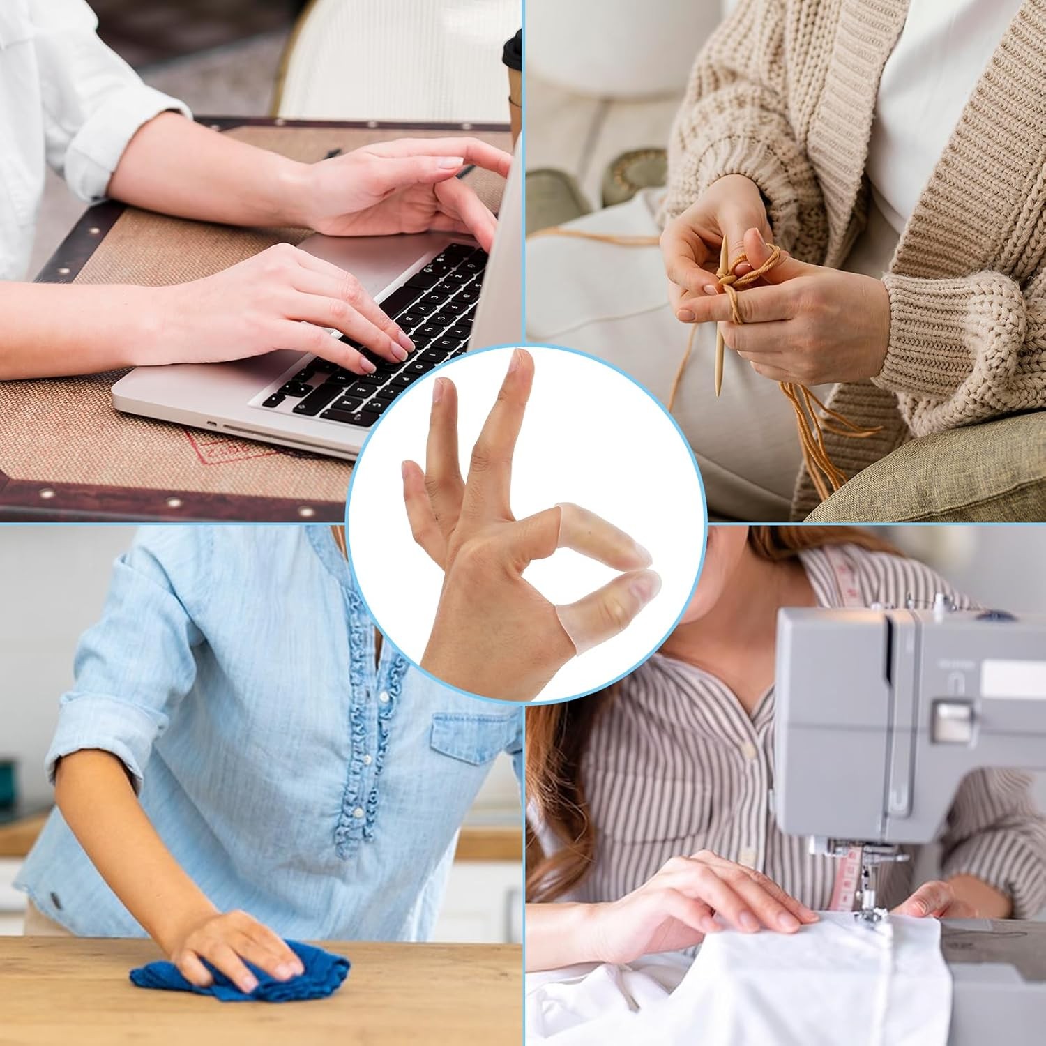 Gel Finger Cots, 10 PCS Gel Finger Protectors Finger Caps Silicone Fingertips Pr