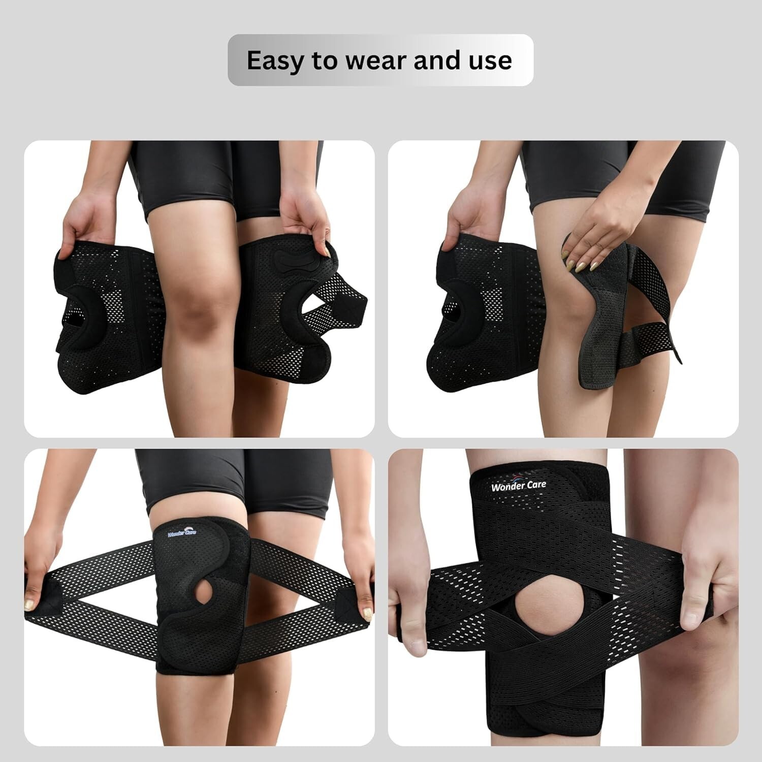 New Adjustable Wrap Knee Support Brace Air Mesh Fabric Knee Brace Cap Men Women