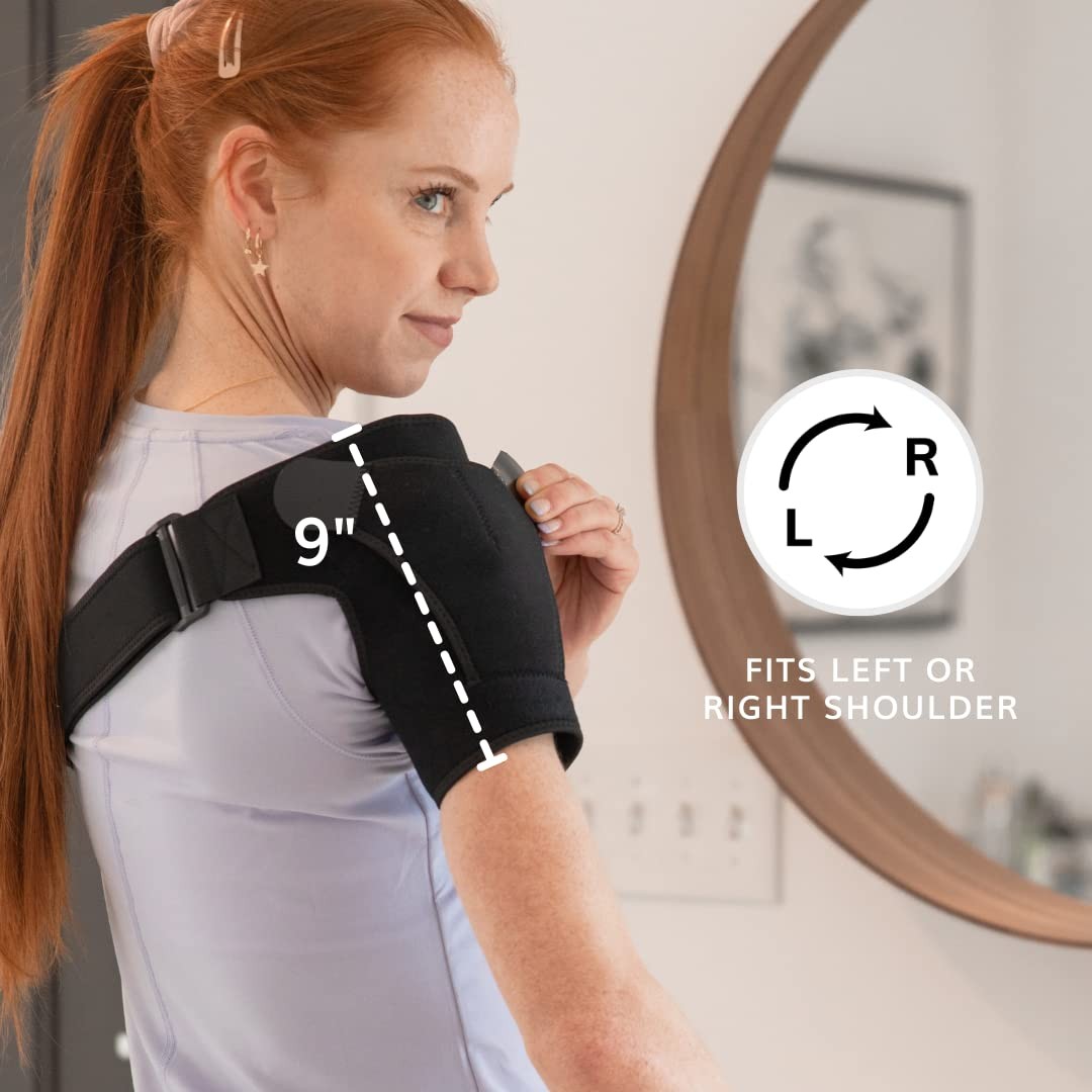BraceAbility Shoulder Support Brace – Compression Copper Arm L/XL, Black