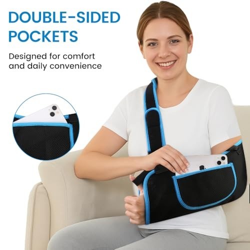Adjustable Arm Sling Shoulder Immobilizer for Elbow & Wrist Injury Recovery, Com