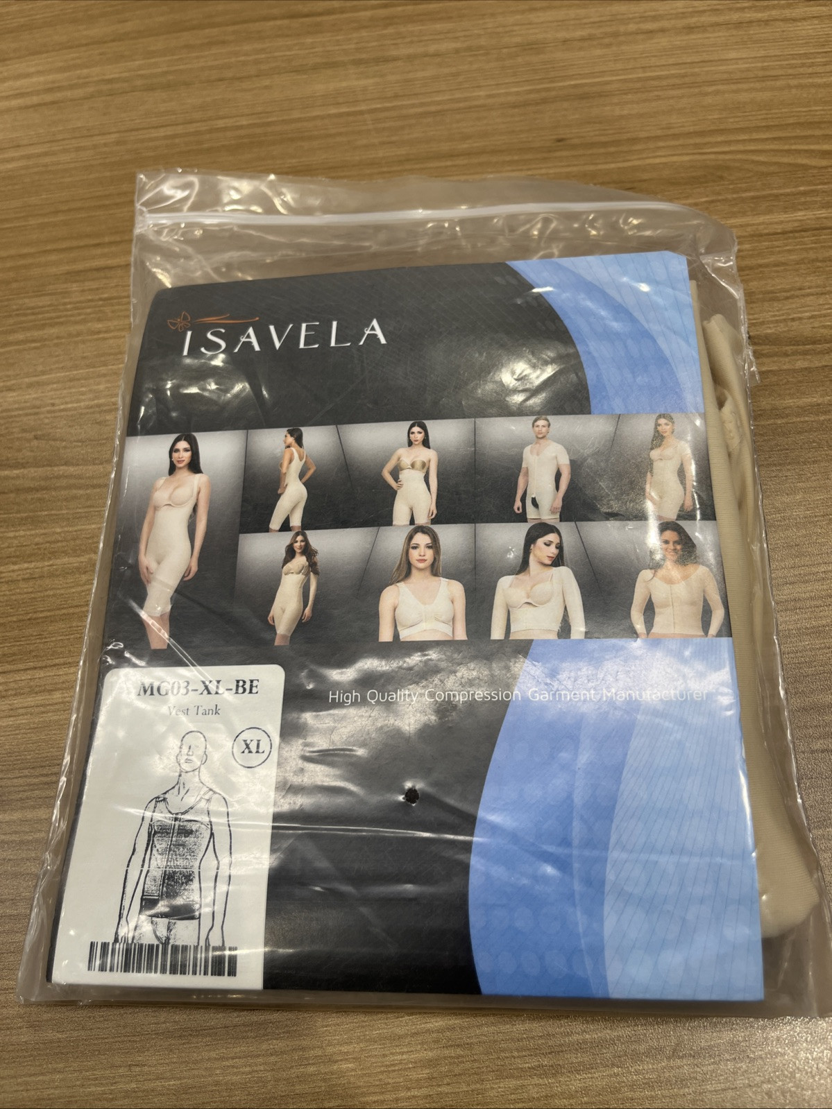 Isavela MG03-XL-BE Vest Tank w/ Front Zipper and 3″ Waist Elastic Band