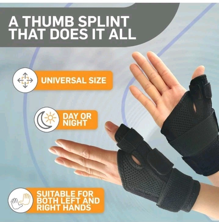 BracEasy Thumb Brace Wrist Support Arthritis Tendonitis Left Right Hand Black OS