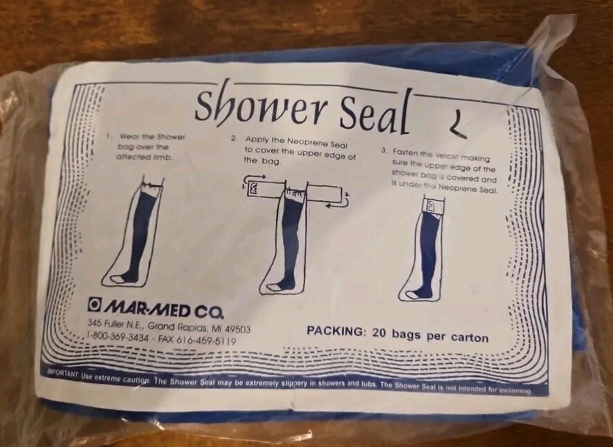 Mar Med Cast Cover Shower Seal Plastic Protector w/Seal Belt-Reusable-New- Sz L