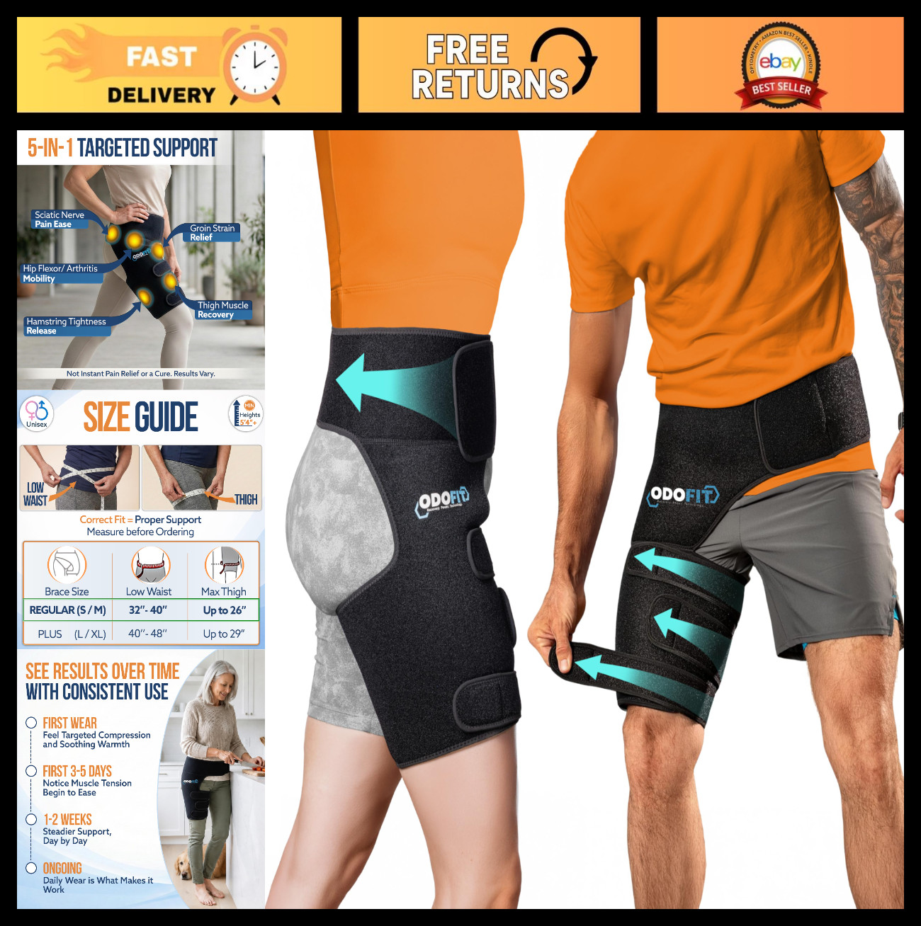 5-in-1 Hip Brace for Sciatica Pain Relief | Adjustable Support for Men & Women