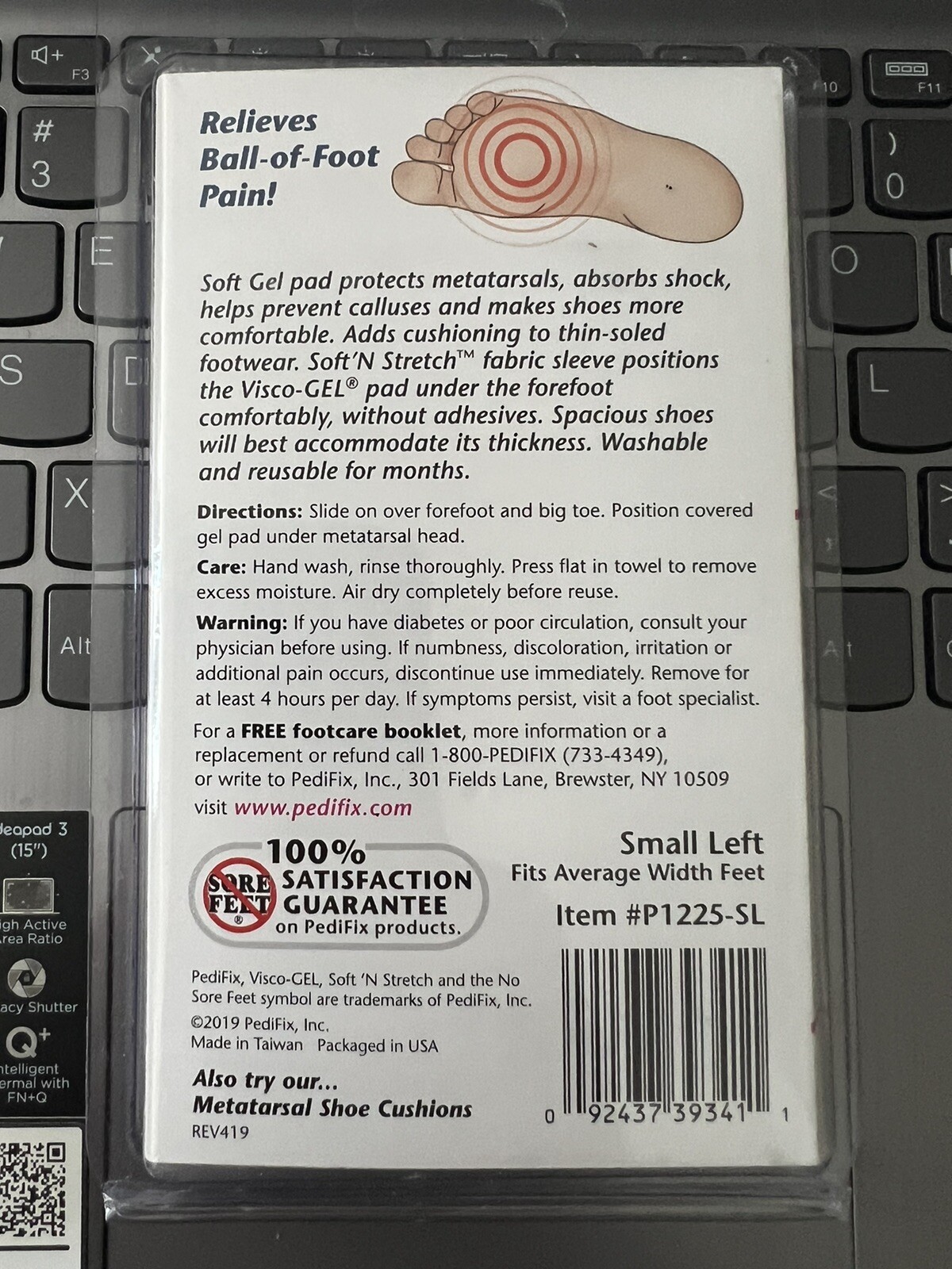 PediFix® Visco-GEL® Ball-of-Foot Protection Sleeve Small Left