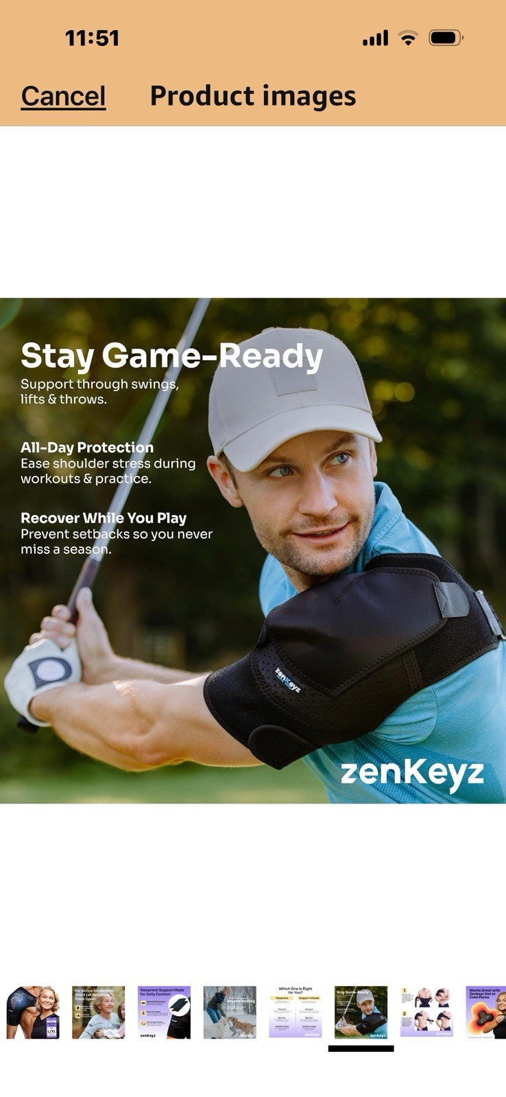 ZENKEYZ Shoulder Brace Compression & Support Unisex Black Sm/Med NEW Sealed