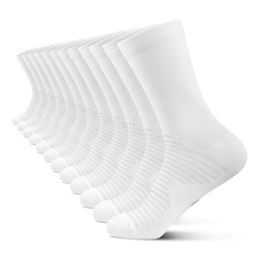 Athletic Crew Compression Socks (6 Pairs) for Large-X-Large White (6 Pairs)