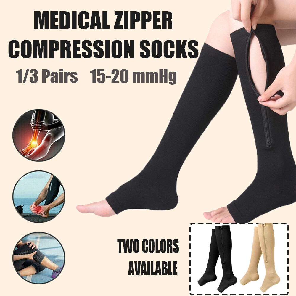 Compression Socks Calf Zipper for Men Women Sports Calf Sleeve for Pain Relief
