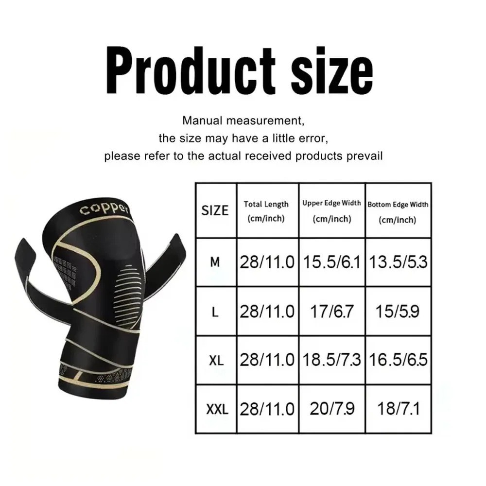Copper Knee Brace with Strap Compression Sleeve Support for Men Women Sports