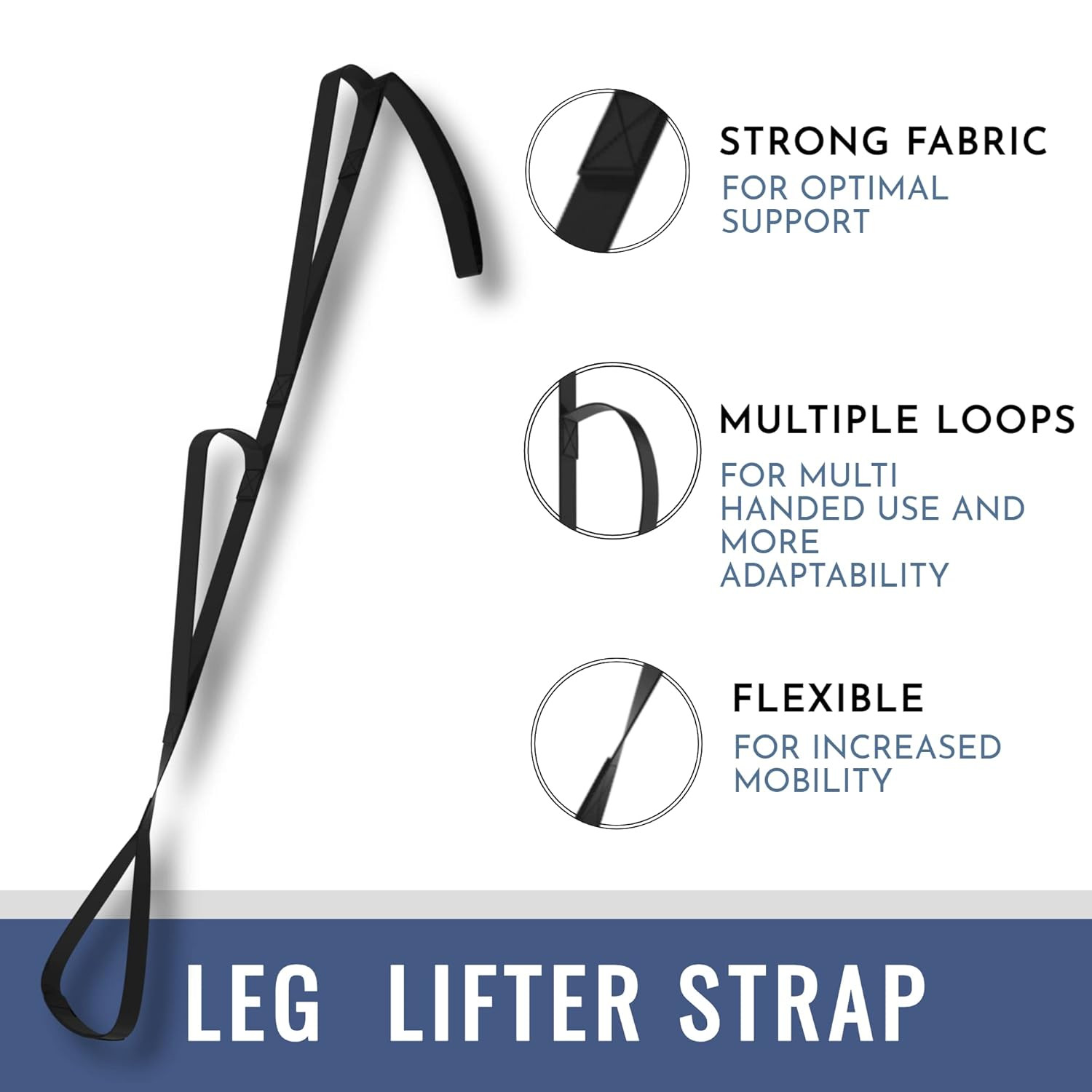47” Leg Lifter Strap – Foldable Extra Long Strap with Loops for Hip or Knee Repl