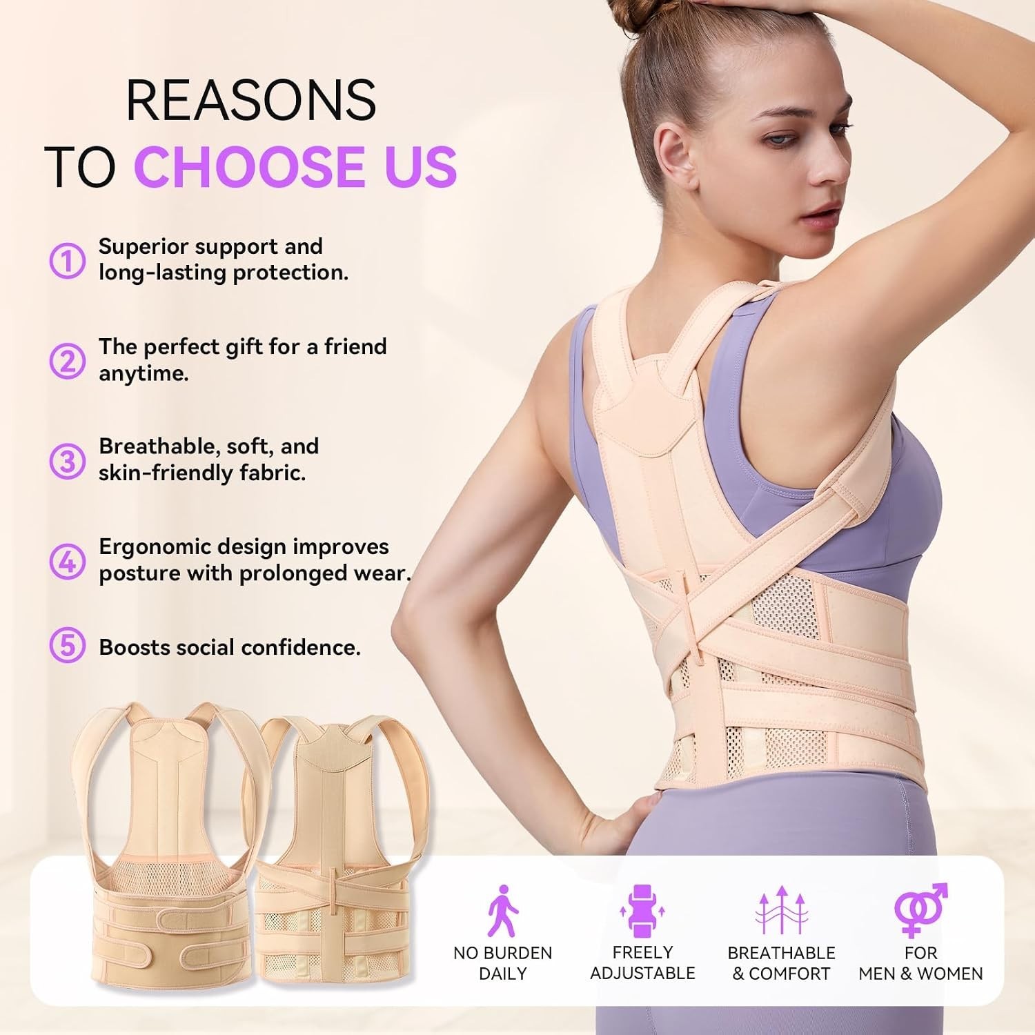Adjustable Posture Corrector Back Straightener Support Shoulder Brace Men Women