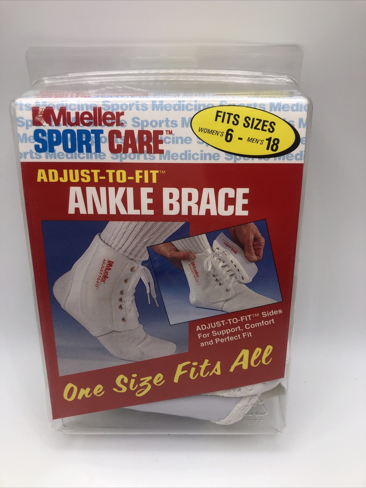 VINTAGE 1998 ANKLE BRACE MUELLER SPORTS MEDICINE ADJUST -TO – FIT PROD. 4572 WHT