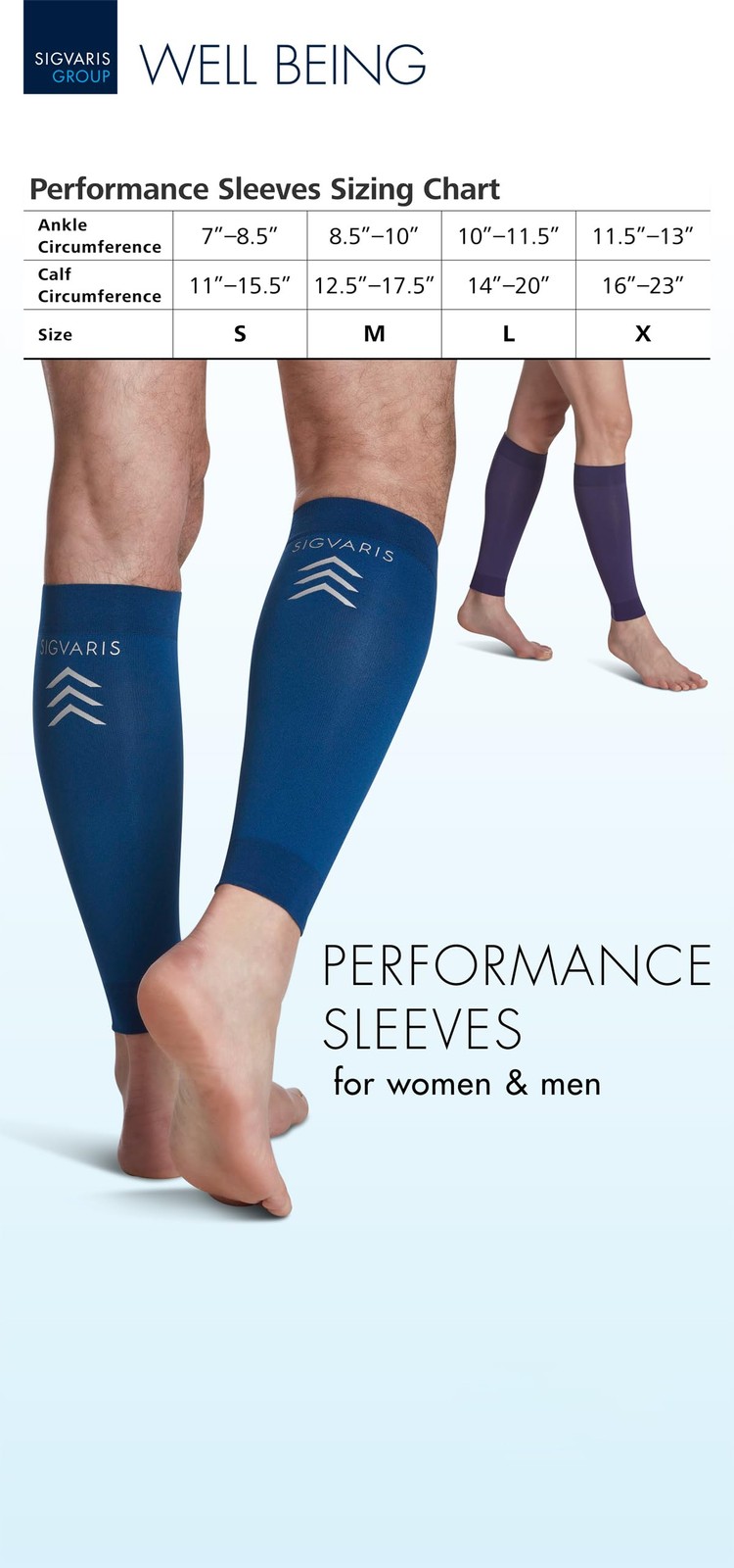 SIGVARIS Unisex Performance Compression Running Sleeve 412V Small, Black