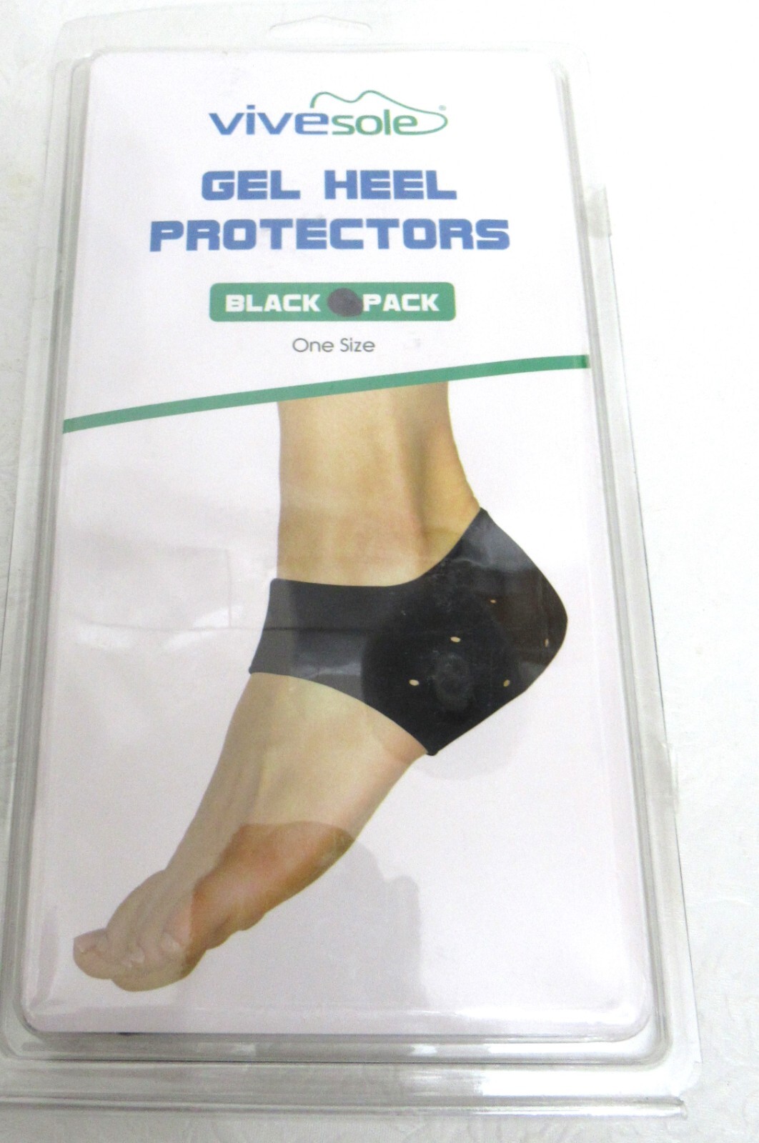Vive Sole Gel Heel Protectors with Storage Pouch One Size One Pair Black