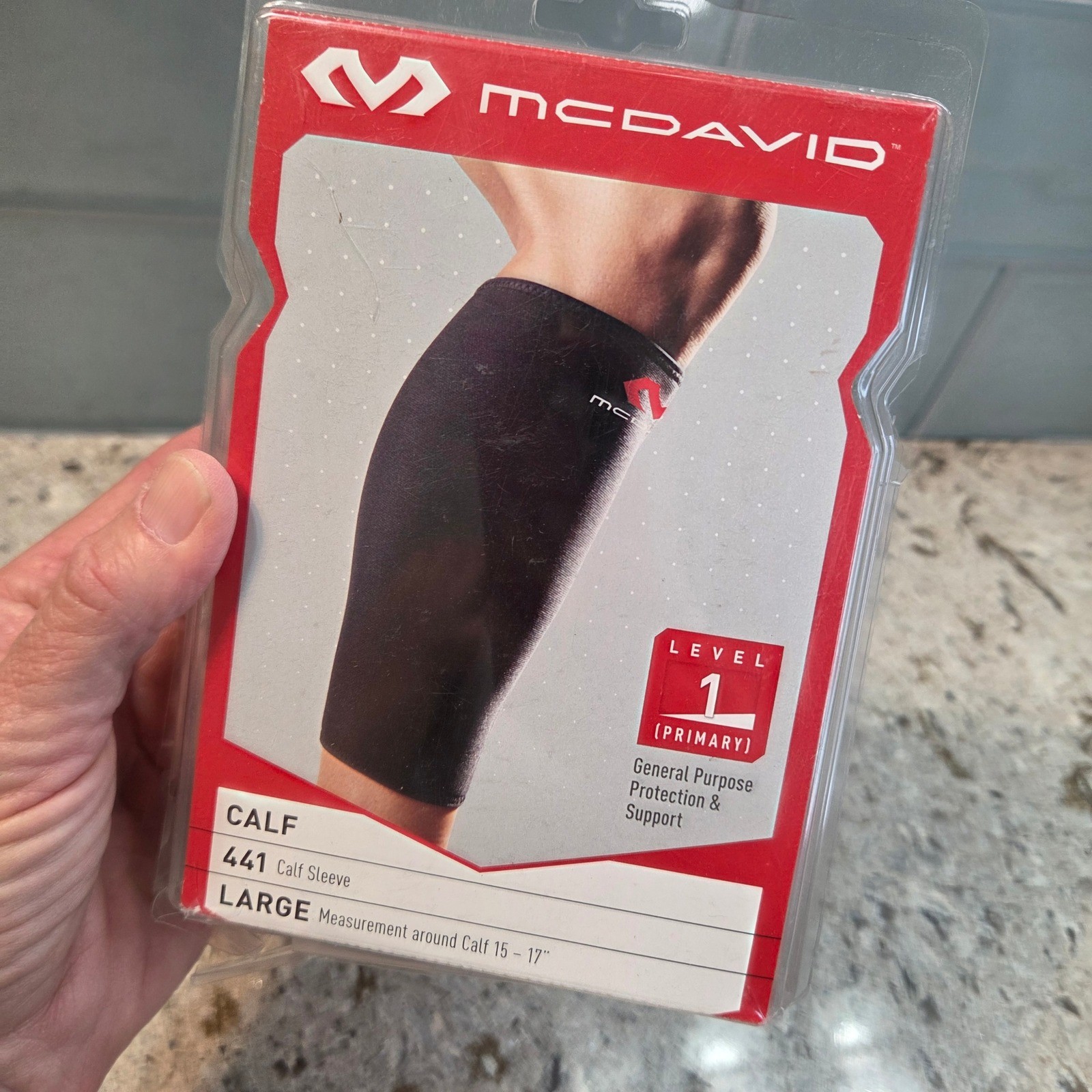 McDavid 441 Calf Sleeve Level 1 Compression Support Black Large 15-17in New