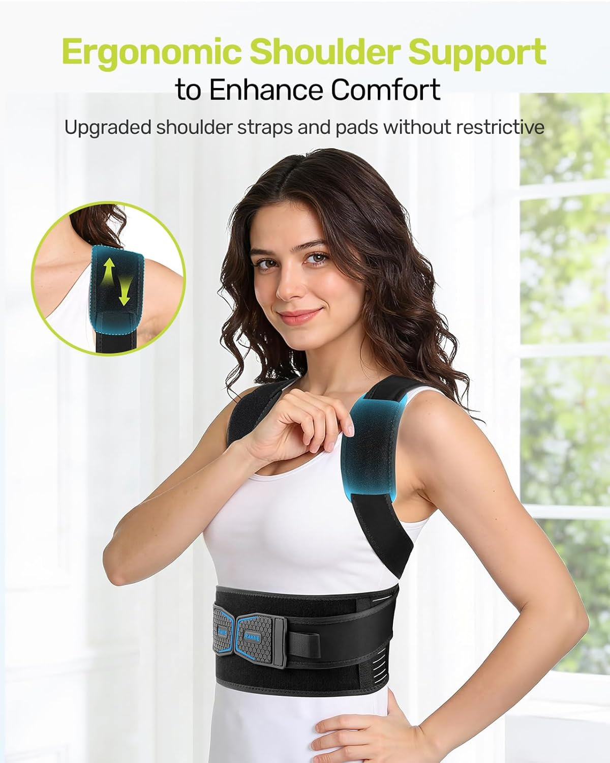 Adjustable Shoulder Straightener with Cushioned Pads for Back Pain ReliefBlue L