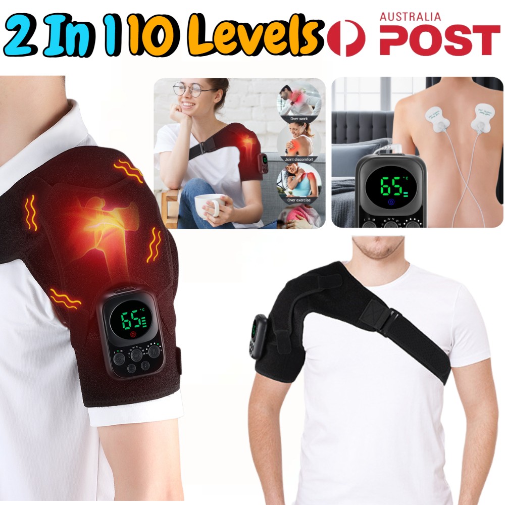 USB Heated Shoulder Brace Heating Muscle Massage Support Knee Back Massager Pads