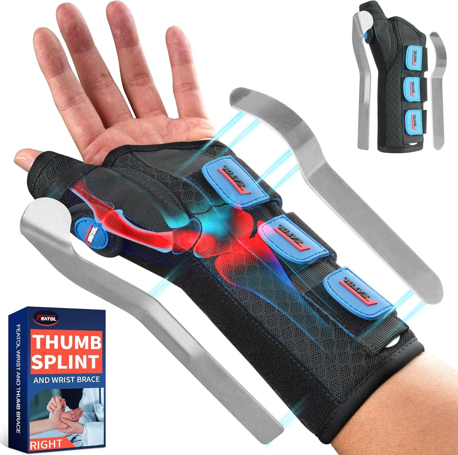Carpal Tunnel Wrist Brace Night Support, Thumb Spica Splint Left Hand for De Que