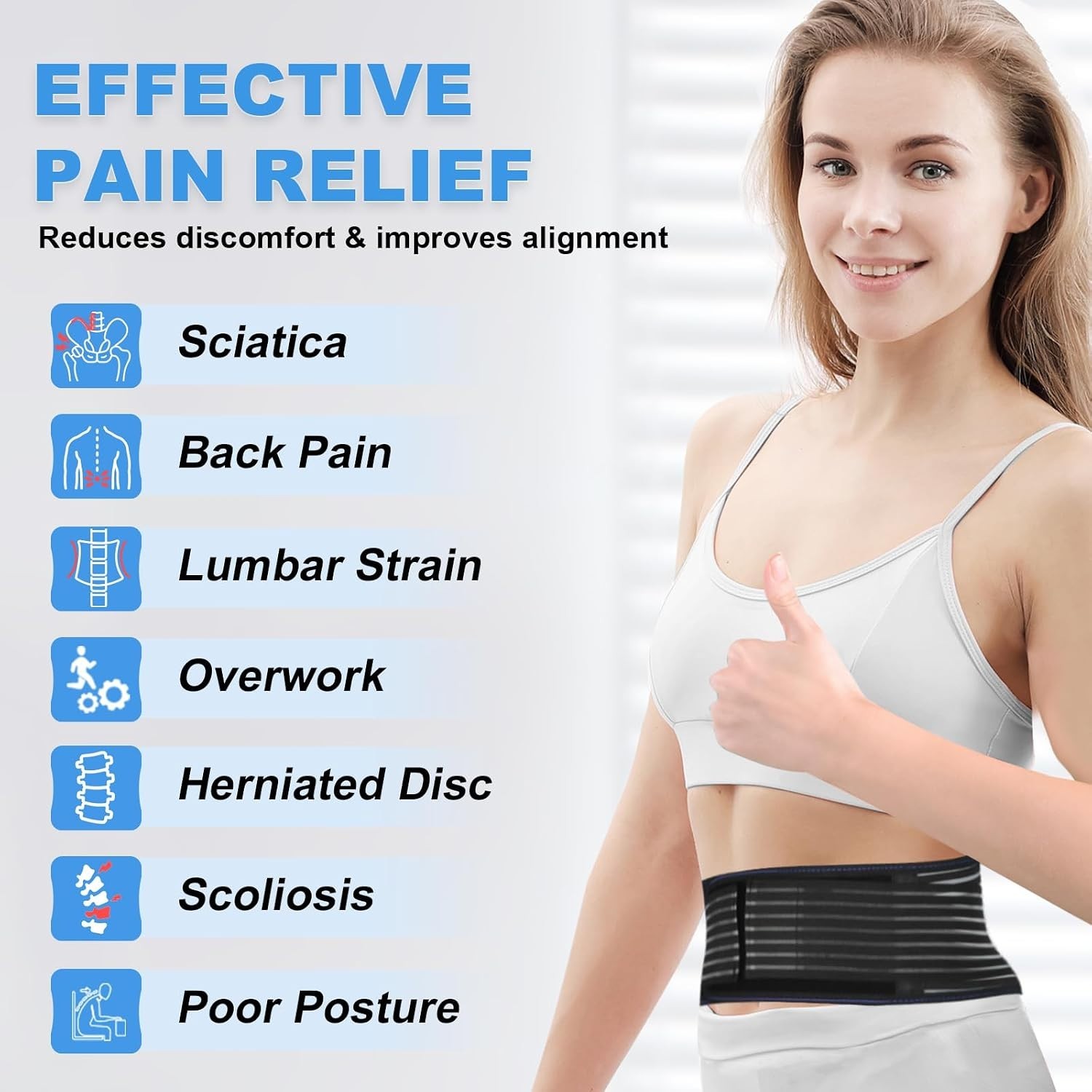 Back Brace for Lower Back Pain Relief, Lumbar Support Belt for Work for Men&W…