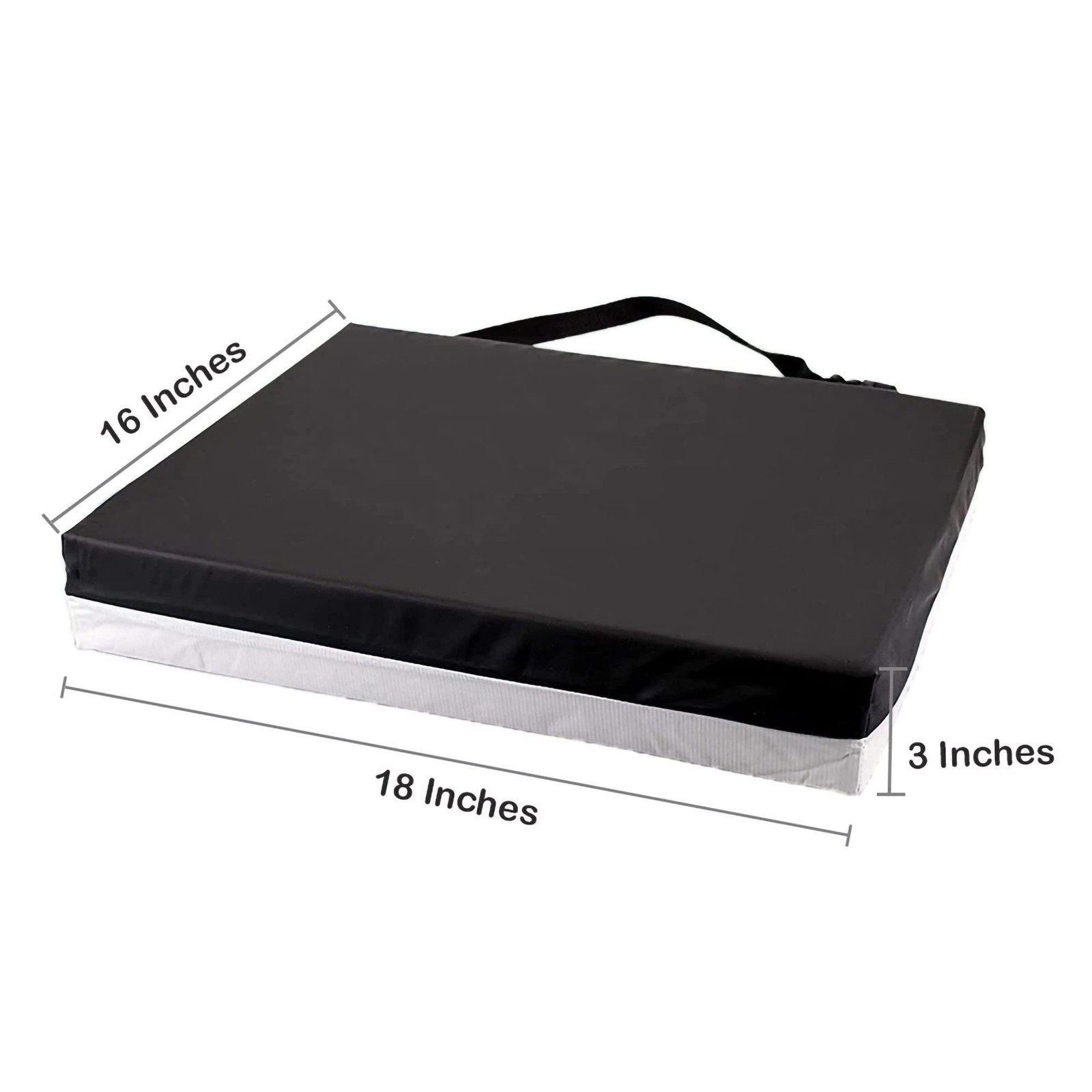 McKesson Seat Cushion for 18 W X 16 L X 3 D Inch ( 1 ct), Black / White