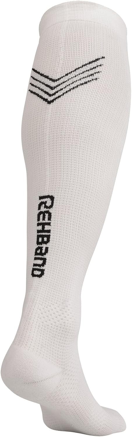 Rehband Rx Compression Socks -Large – White – for Women and Men – Athletic Socks