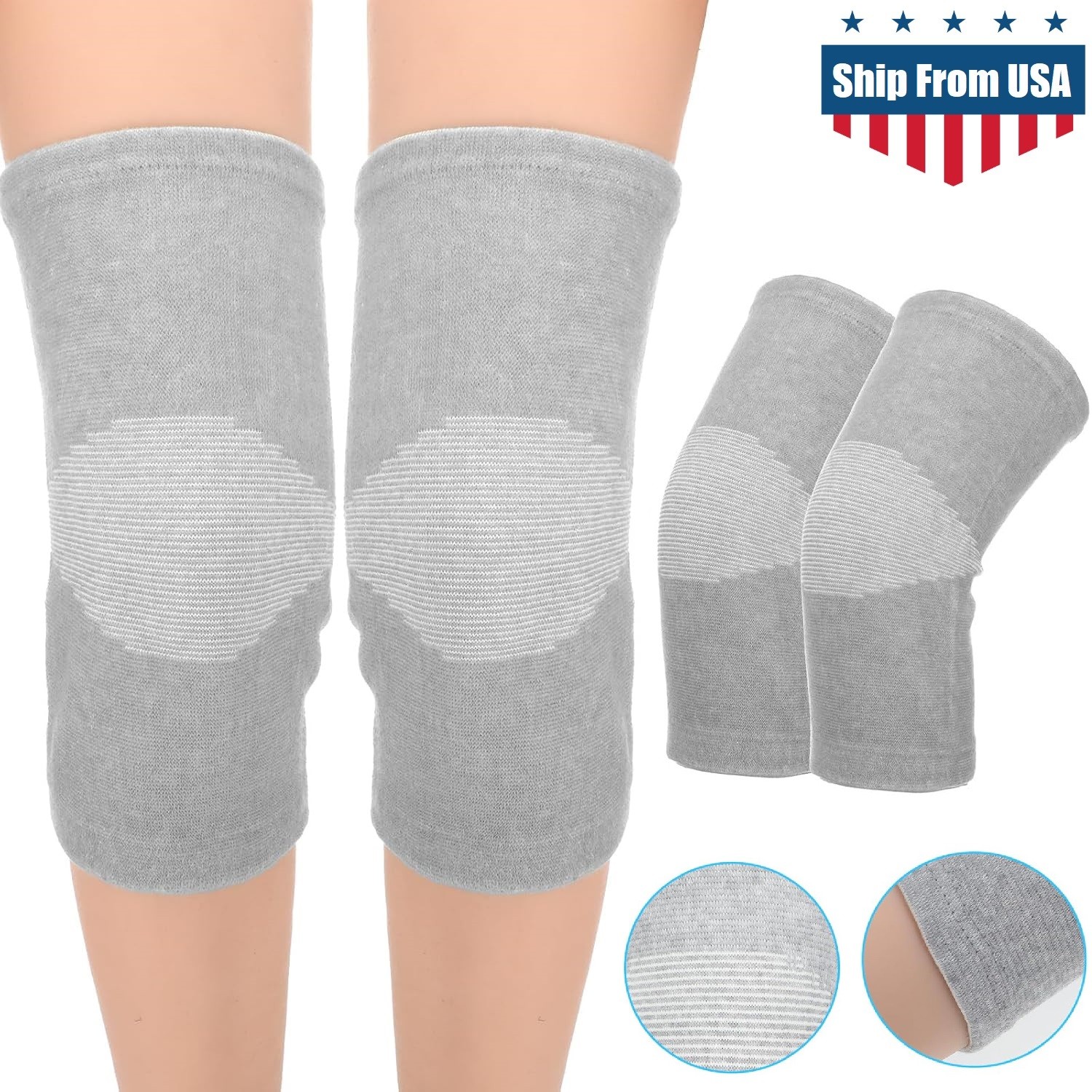 Bamboo Knee Sleeve Elastic Compress Warm Knee Brace Kneecap Pads Thicken Thermal