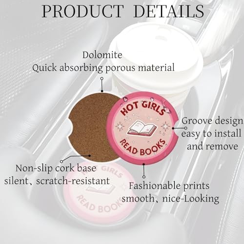 Ceramic Car Cup Coasters 2PCS – | with Cork Back & Finger 2.56inch Hot Girl