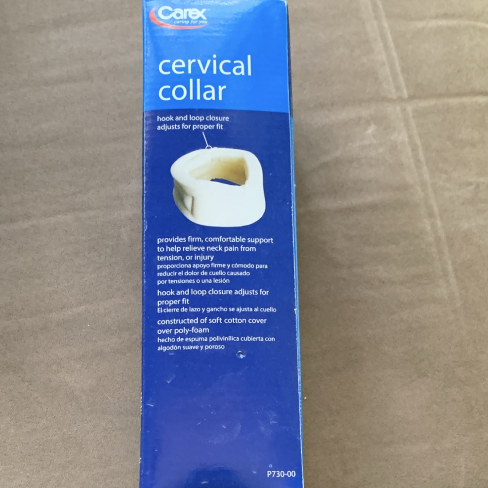Carex P730-00 Adjustable Cervical Collar Neck Brace Soft Cotton Cover Beige