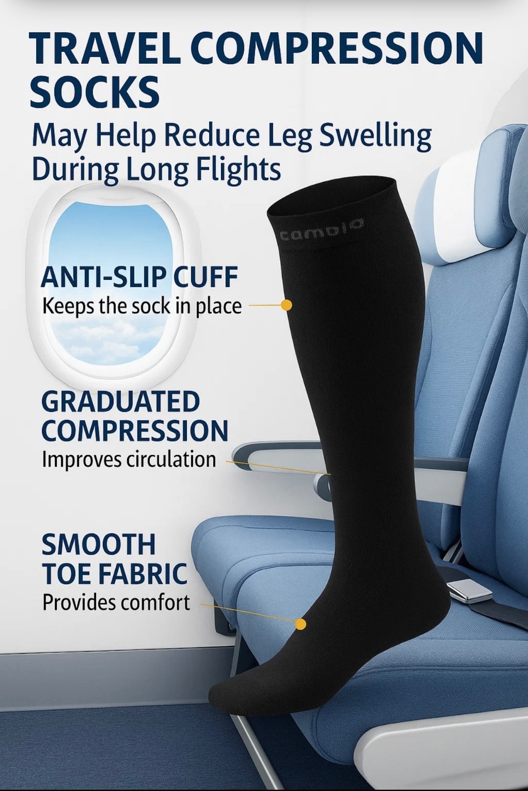 Compression sock for travel running and recovery